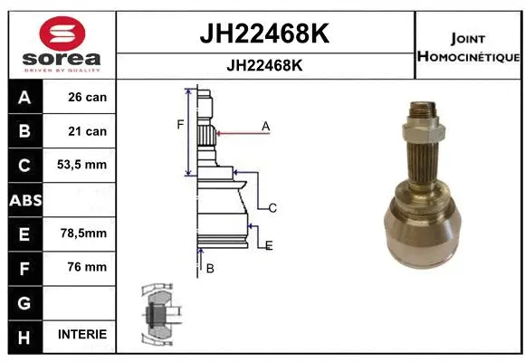 Joint Kit, drive shaft (JH22468K)