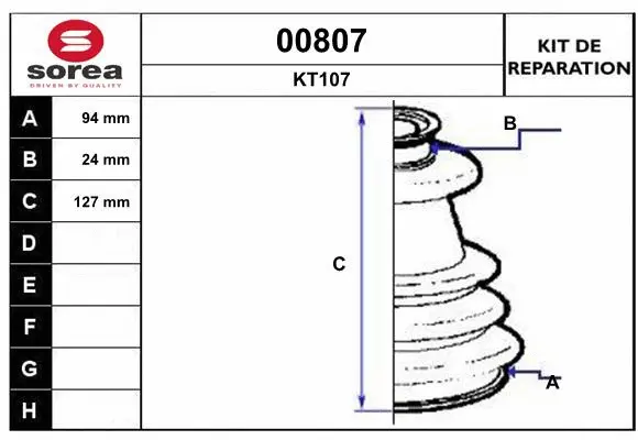 Bellow Kit, drive shaft (00807)