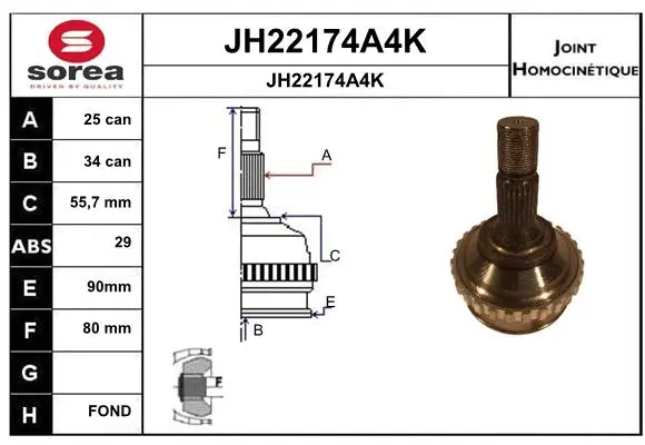 Joint Kit, drive shaft (JH22174A4K)