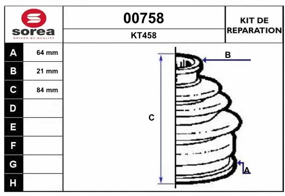 Bellow Kit, drive shaft (00758)