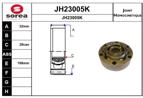 Joint Kit, drive shaft (JH23005K)