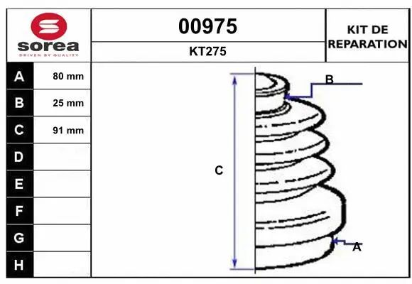 Bellow Kit, drive shaft (00975)