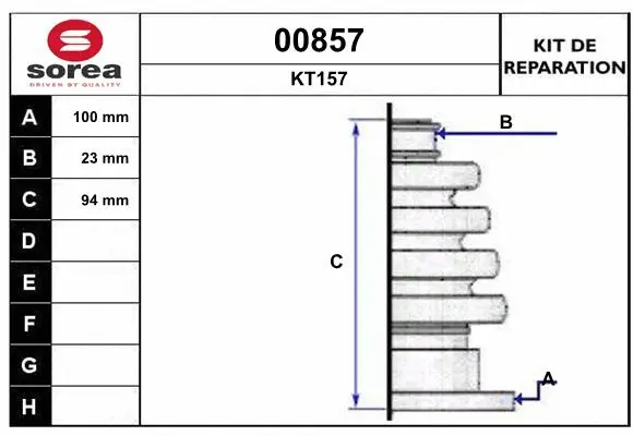 Bellow Kit, drive shaft (00857)
