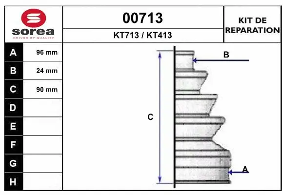 Bellow Kit, drive shaft (00713)
