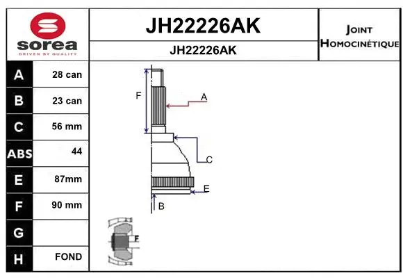 Joint Kit, drive shaft (JH22226AK)