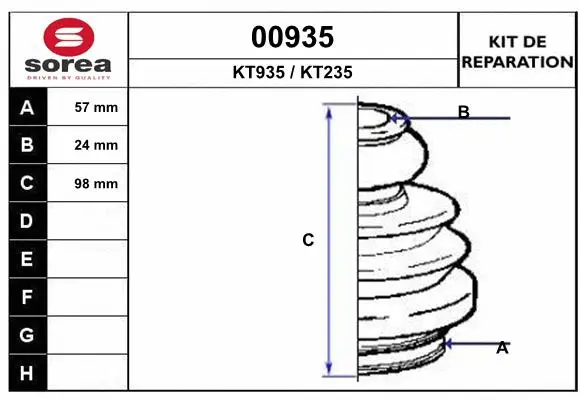 Bellow Kit, drive shaft (00935)