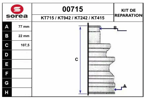 Bellow Kit, drive shaft (00715)