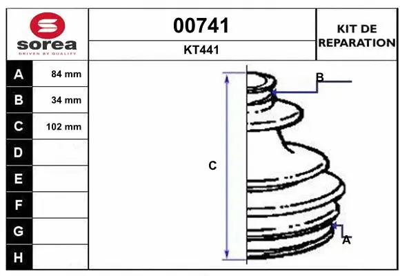 Bellow Kit, drive shaft (00741)