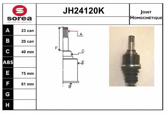 Joint Kit, drive shaft (JH24120K)