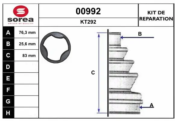 Bellow Kit, drive shaft (00992)