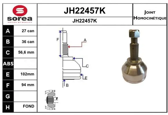 Joint Kit, drive shaft (JH22457K)