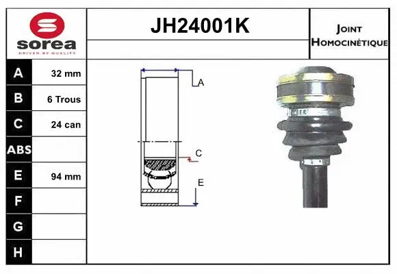 Joint Kit, drive shaft (JH24001K)