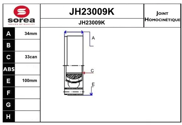 Joint Kit, drive shaft (JH23009K)