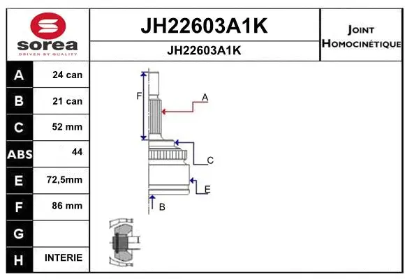 Joint Kit, drive shaft (JH22603A1K)