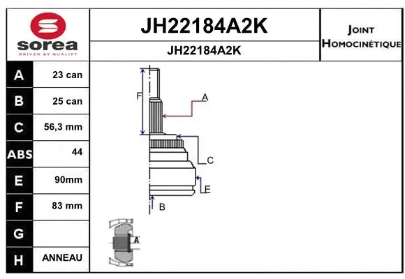 Joint Kit, drive shaft (JH22184A2K)