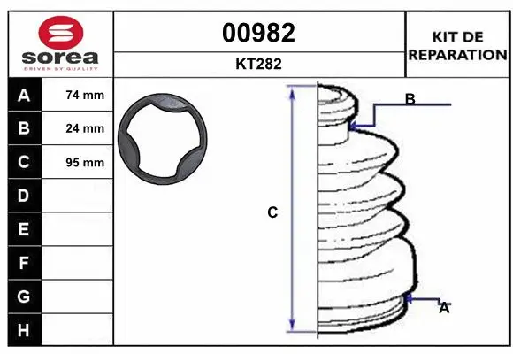Bellow Kit, drive shaft (00982)