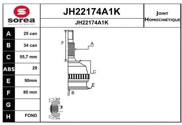 Joint Kit, drive shaft (JH22174A1K)