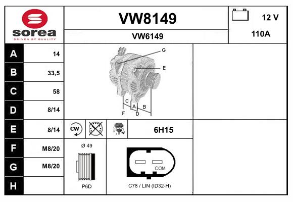 Alternator (VW8149)