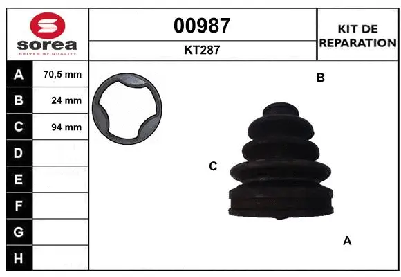 Bellow Kit, drive shaft (00987)