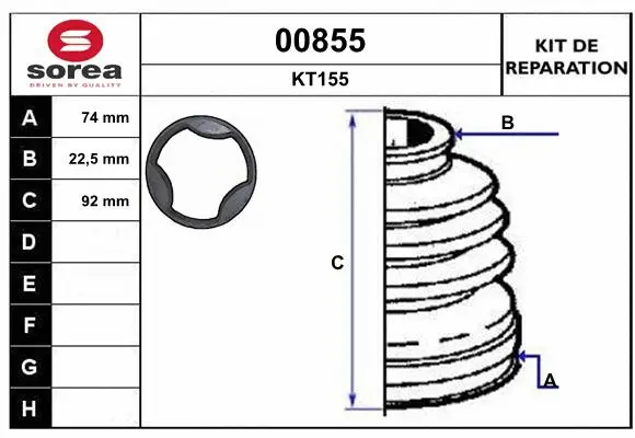 Bellow Kit, drive shaft (00855)
