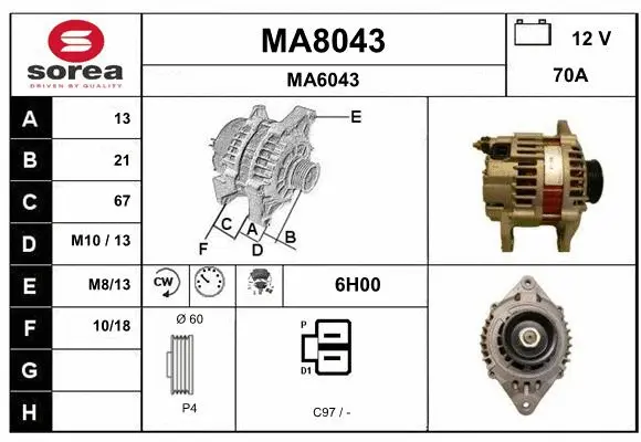 Alternator (MA8043)
