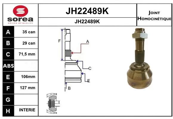 Joint Kit, drive shaft (JH22489K)