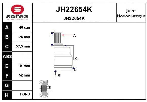 Joint Kit, drive shaft (JH22654K)