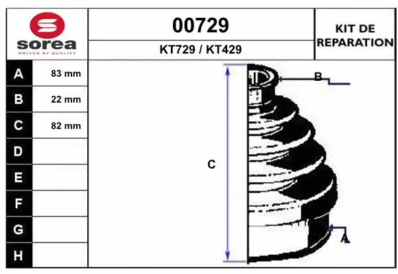 Bellow Kit, drive shaft (00729)