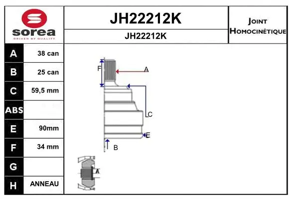 Joint Kit, drive shaft (JH22212K)
