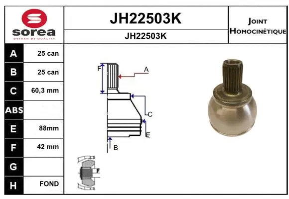 Joint Kit, drive shaft (JH22503K)