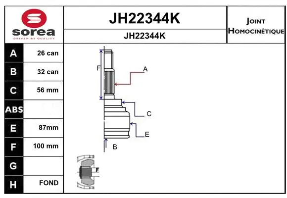Joint Kit, drive shaft (JH22344K)