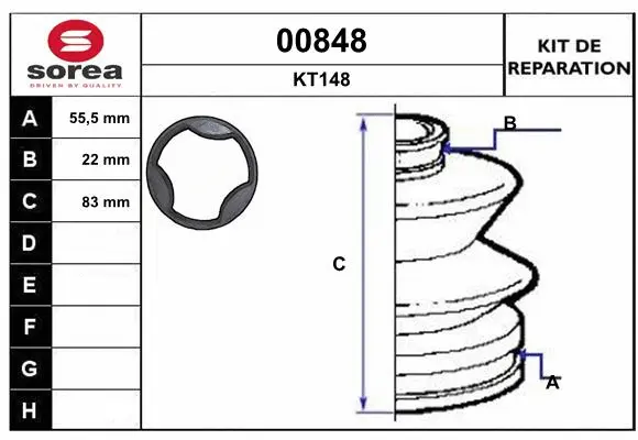 Bellow Kit, drive shaft (00848)