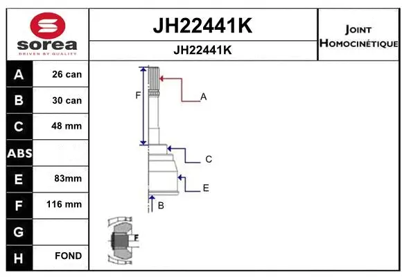 Joint Kit, drive shaft (JH22441K)