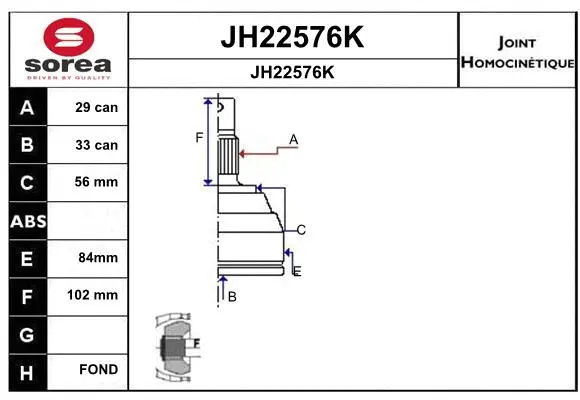 Joint Kit, drive shaft (JH22576K)