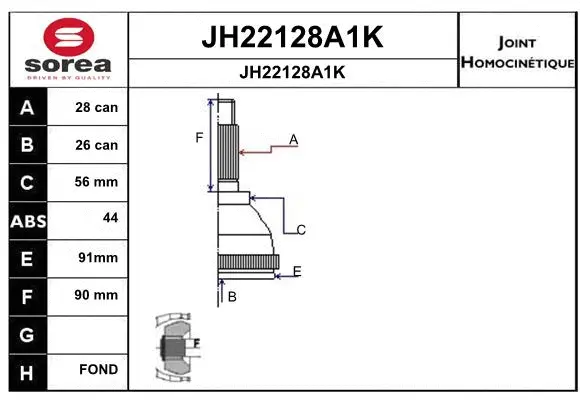 Joint Kit, drive shaft (JH22128A1K)