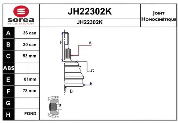 Joint Kit, drive shaft (JH22302K)