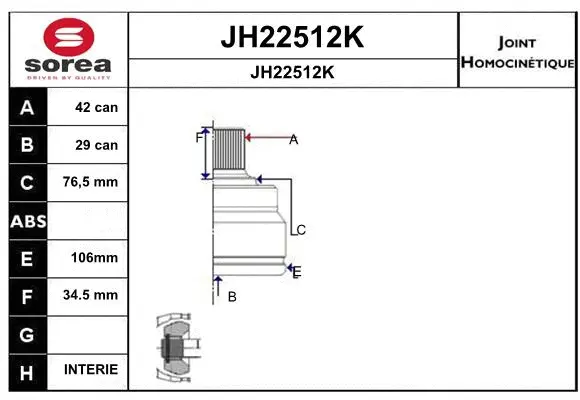 Joint Kit, drive shaft (JH22512K)