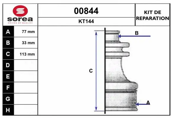 Bellow Kit, drive shaft (00844)