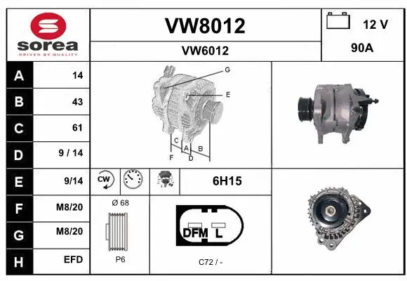 Alternator (VW8012)