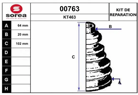 Bellow Kit, drive shaft (00763)