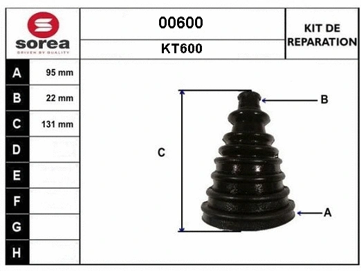 Bellow Kit, drive shaft (00600)
