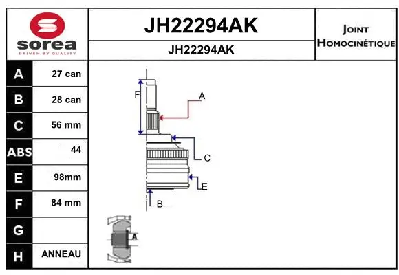 Joint Kit, drive shaft (JH22294AK)