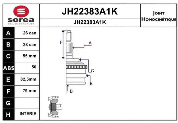 Joint Kit, drive shaft (JH22383A1K)