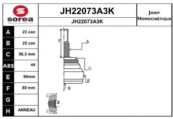 Joint Kit, drive shaft (JH22073A3K)