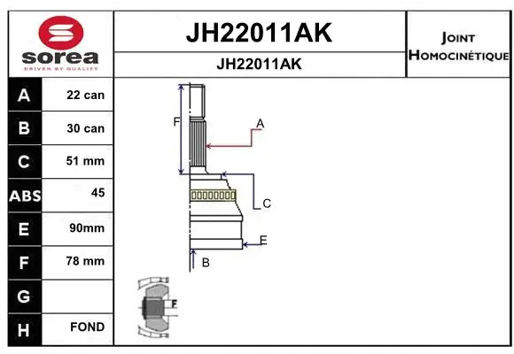 Joint Kit, drive shaft (JH22011AK)