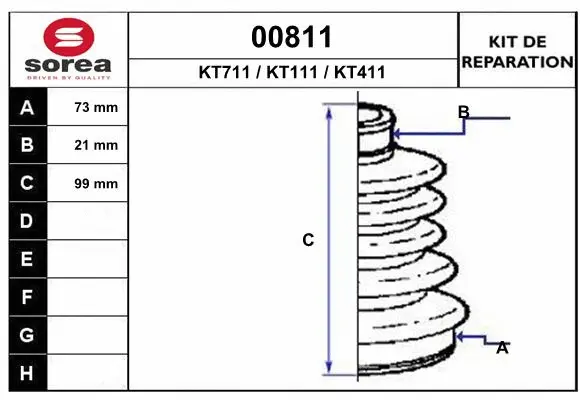 Bellow Kit, drive shaft (00811)