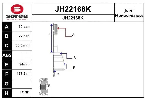 Joint Kit, drive shaft (JH22168K)