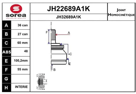 Joint Kit, drive shaft (JH22689A1K)