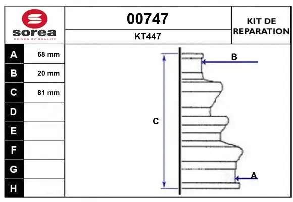 Bellow Kit, drive shaft (00747)