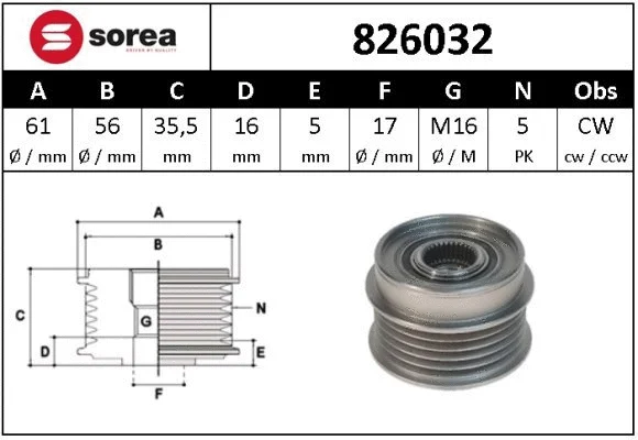 Alternator Freewheel Clutch (826032)